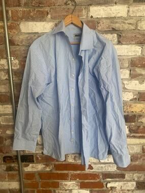 Unlisted Light Blue Gingham Long-Sleeve Dress Shirt (Regular Fit)
